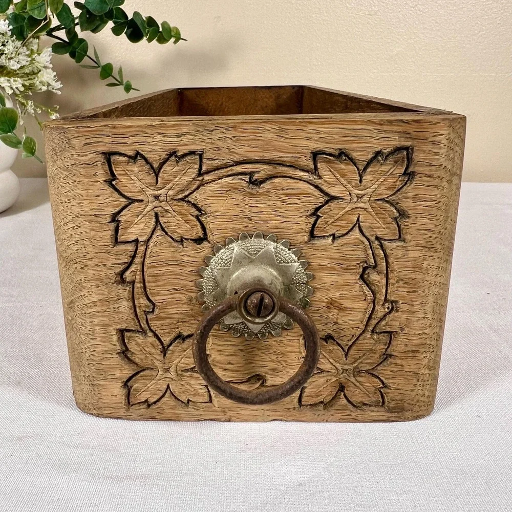 Old Antique Wooden Sewing Machine Drawer | Trinket Box | Recipe Box